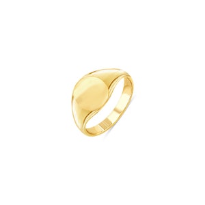 14k Solid Gold Baby Signet Ring: Engravable Initial Ring