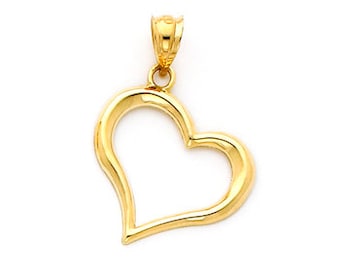 14K Gold Open Heart Charm