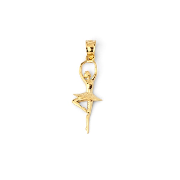 14K Or Jaune Massif Ballerine Charme/Pendentif