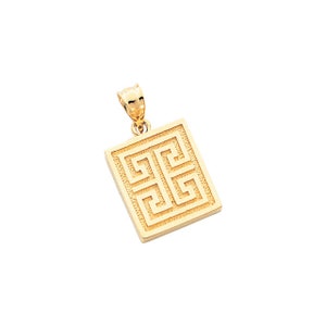 14k Yellow Gold Greek Key Pendant: Geometric Design