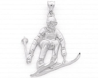 Male Skier Charm,Sterling Silver,Ski,Skier Pendant,Sports,Ski Jewerly,Winter Olympics,Ski Necklace