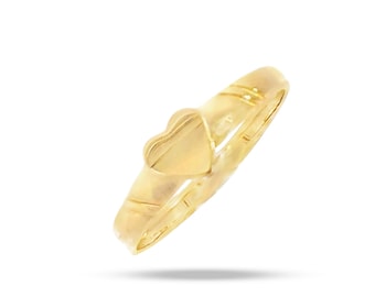 14k massief gouden zegelring met hartje: graveerbare babypinkring