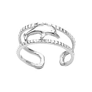 Enamel Dolphin Painted Silver Toe Ring - Whole Sale 925 Silver