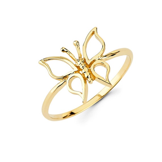 14K Yellow Gold Butterfly Ruby and Diamond Bypass Ring - Josephs Jewelers