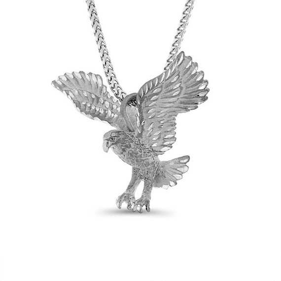 Sterling Silver 3 Dimentional Eagle Pendant on a 24 Silver Franco