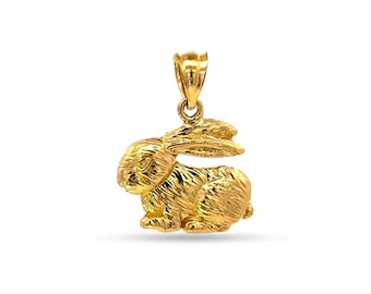 14k Solid Gold Bunny Pendant.