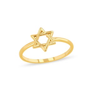 14k Solid Gold Star of David Ring, Jewish Star Jewelry, Religious Gold Ring, Faith Jewelry, Dainty Jewish Symbol Ring, Gold Star of David