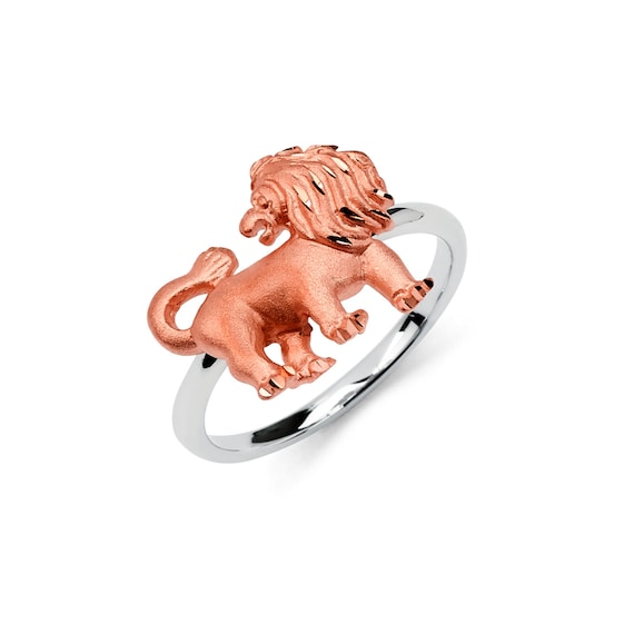 14K Two-tone Lion Ring Gold Lion Gold Ring Lion -