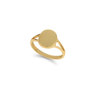 14k Solid Gold Oval Signet Ring: Engravable Personalized Jewelry