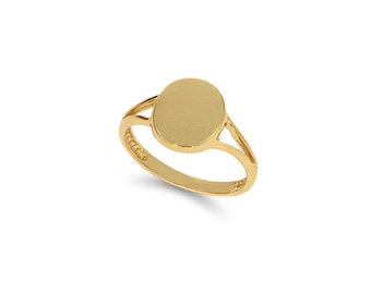 14k massief gouden ovale zegelring: graveerbare gepersonaliseerde sieraden