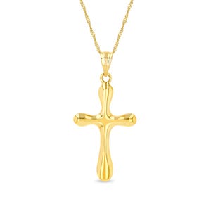 14K Yellow Gold Cross Pendant Necklace: Elegant Christian Jewelry