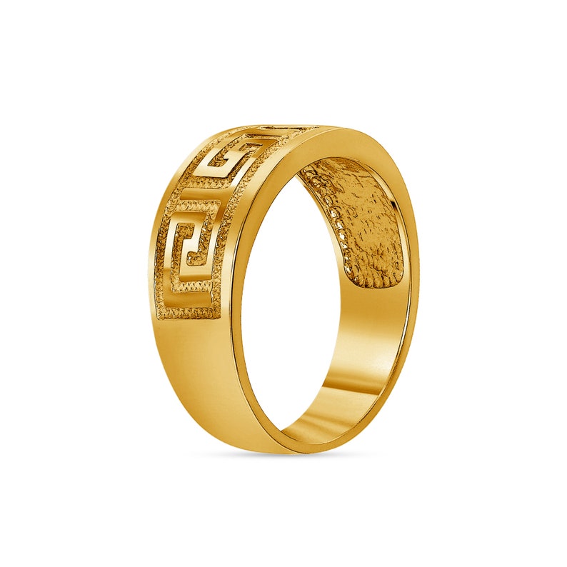 14k Solid Gold Greek Key Design Ring Greek Key Greek Ring Etsy
