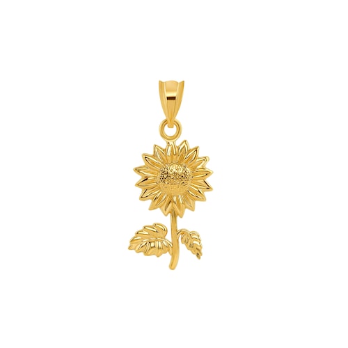 14K Gold Sunflower Charm Etsy