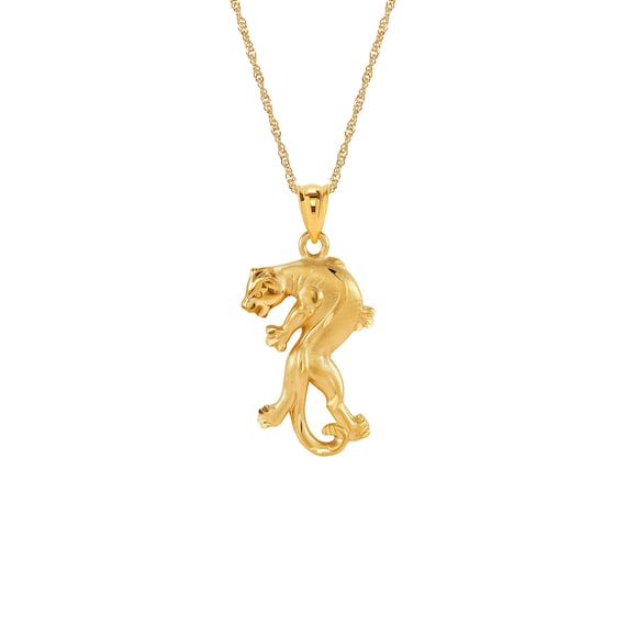 14k Solid Gold Panther Pendant on 18 Solid Gold Chain Etsy Canada