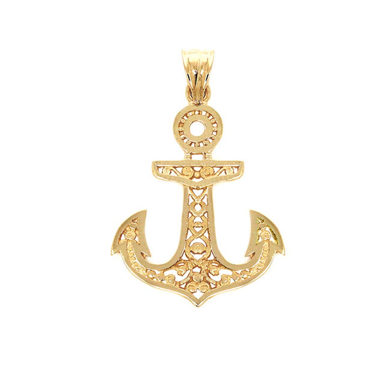14k Solid Gold Anchor Pendant. Anchor Jewelry Sealife Etsy