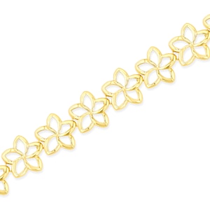 14k solides Gold Plumeria Blumenarmband.