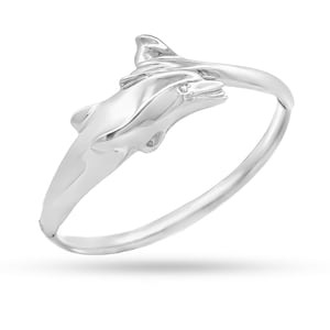 Sterling Silver Dolphin Wrap Bangle: Ladies' Size 7