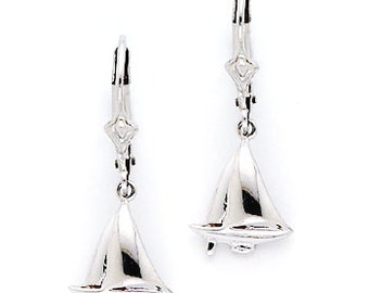 Sterling Silver Sailboat lever back earrings, sailboat earrings, sail jewelry, sailboat