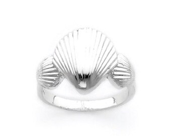 14k Gold and Sterling Silver Stacking Sea Shell Ring - Etsy