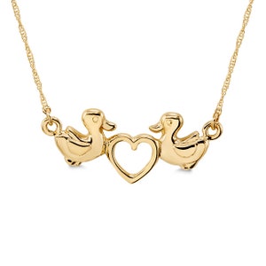 14k solid gold tiny duck necklace. love ducks necklace.