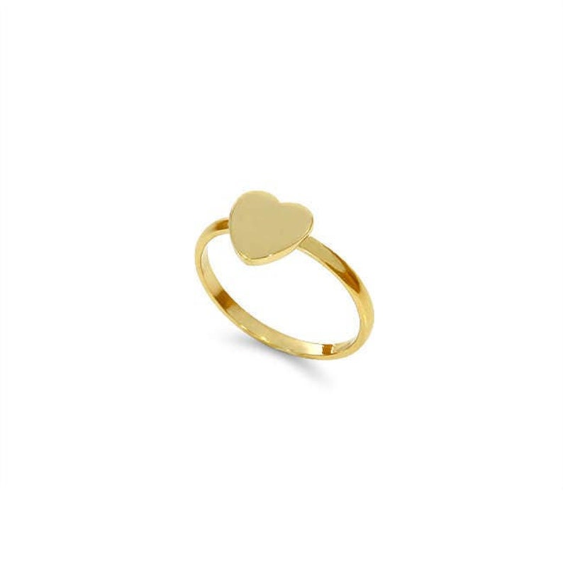 14k solid gold heart signet ring. free one initial engraving included. engraved items are non returnable. image 1