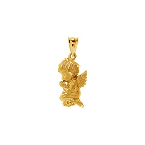 14k solid gold praying angel pendant. Angel jewelry