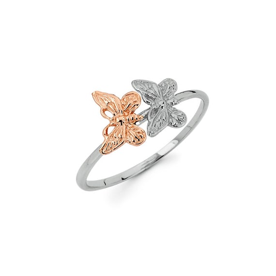 Gem O Sparkle 925 Sterling Silver Rose Gold Plated Butterfly Design Ring  Adjustable Finger Ring For Women Girls (Gifts) - Gem O Sparkle