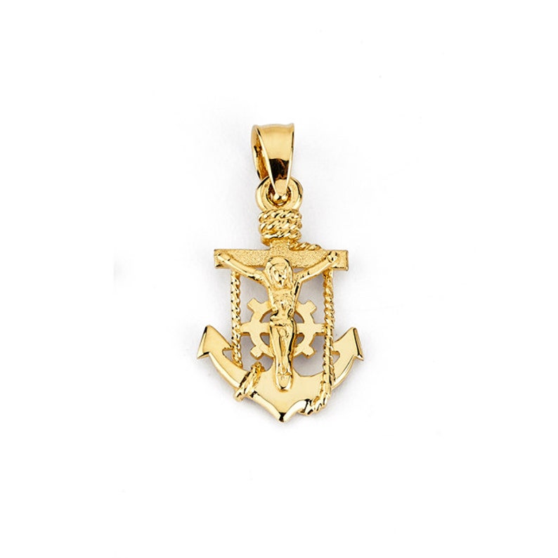 14k Mariners Cross Anchor Crucifix Gold Image 0
