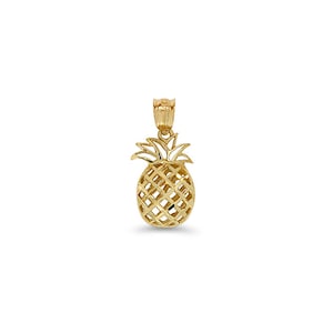 14k solid gold 3D pineapple pendant. Tropical jewelry.