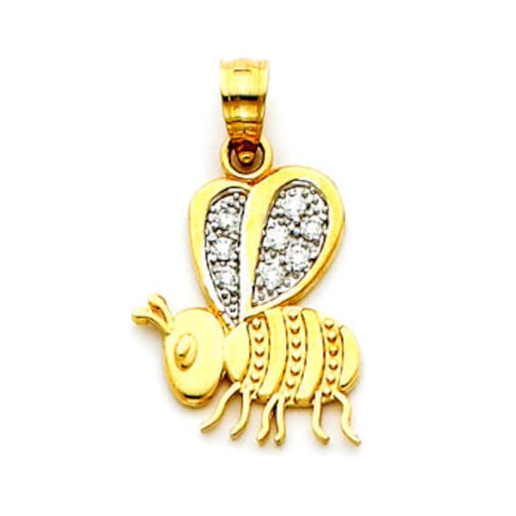 08ct Diamond 14k Gold Bee Charm Gold 