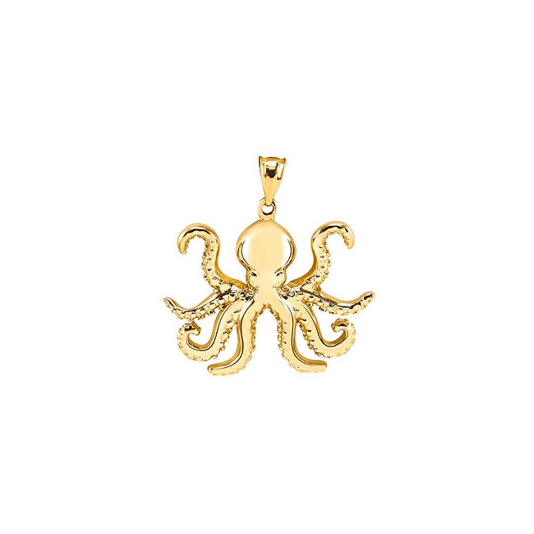 14k Solid Gold Octopus Pendant. Sealife Pendant. - Etsy Canada