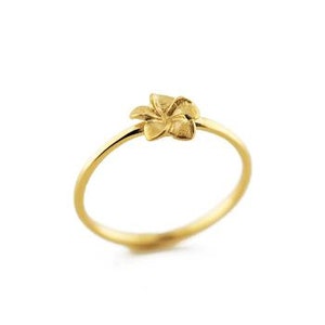 14K Gold Plumeria Ring, Plumeria Ring, Floral Ring, Flower Ring, Fancy Ring, Dainty Ring, Floral Jewelry, Plumeria Jewelry, Made To Order