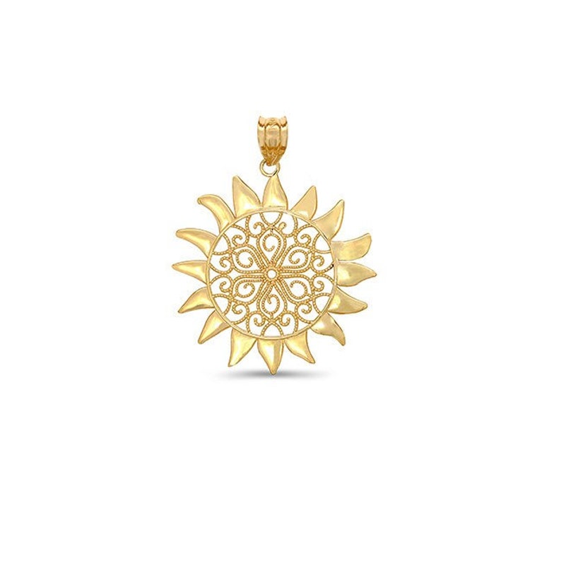 14k Yellow Gold Sun Pendant image 1