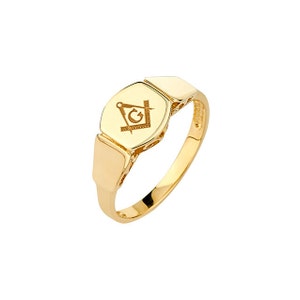 14K Yellow Gold Masonic Mason Ring – Pinkie Ring, Freemason Jewelry, Gold Statement Ring, Freemason, Masonic ring, Special Ring, Elegance