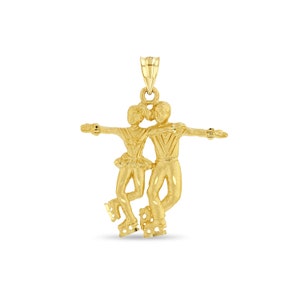14k solid gold couple figure skater pendant.