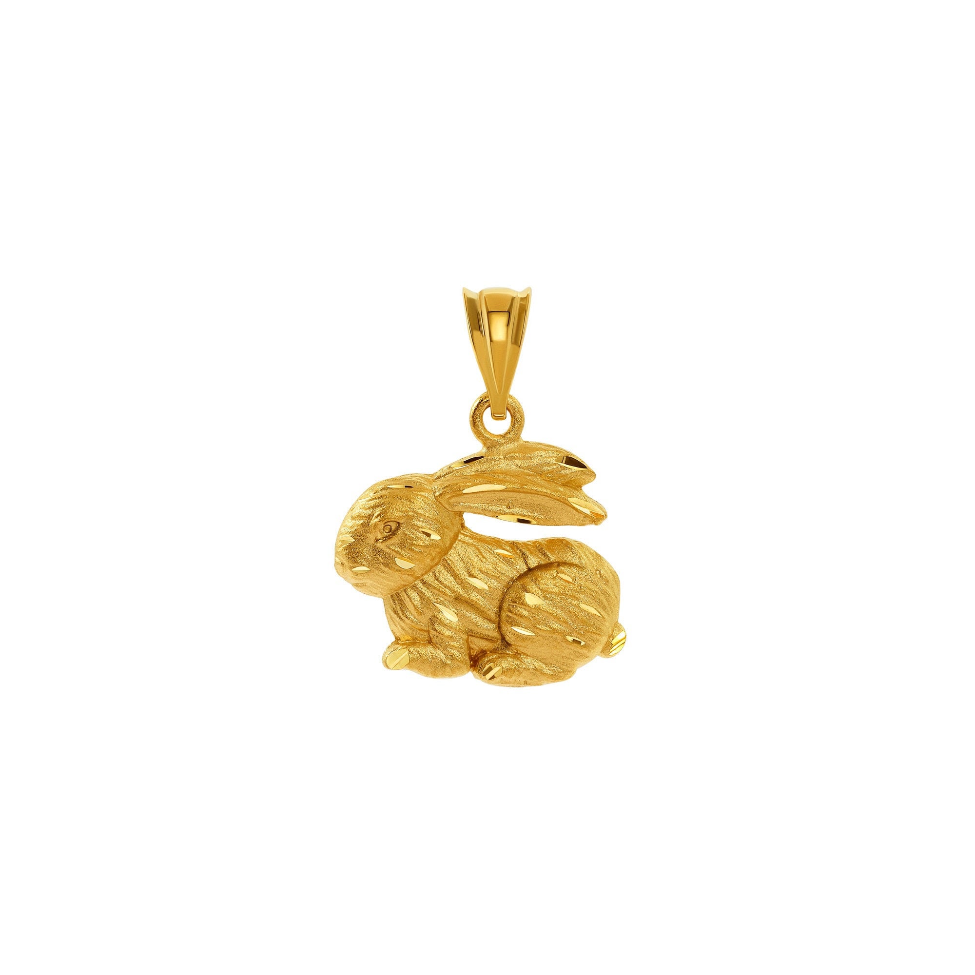 14k Solid Gold Bunny Pendant. - Etsy