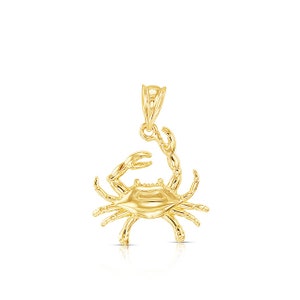 14k solid gold Crab Pendant, Crab jewelry,