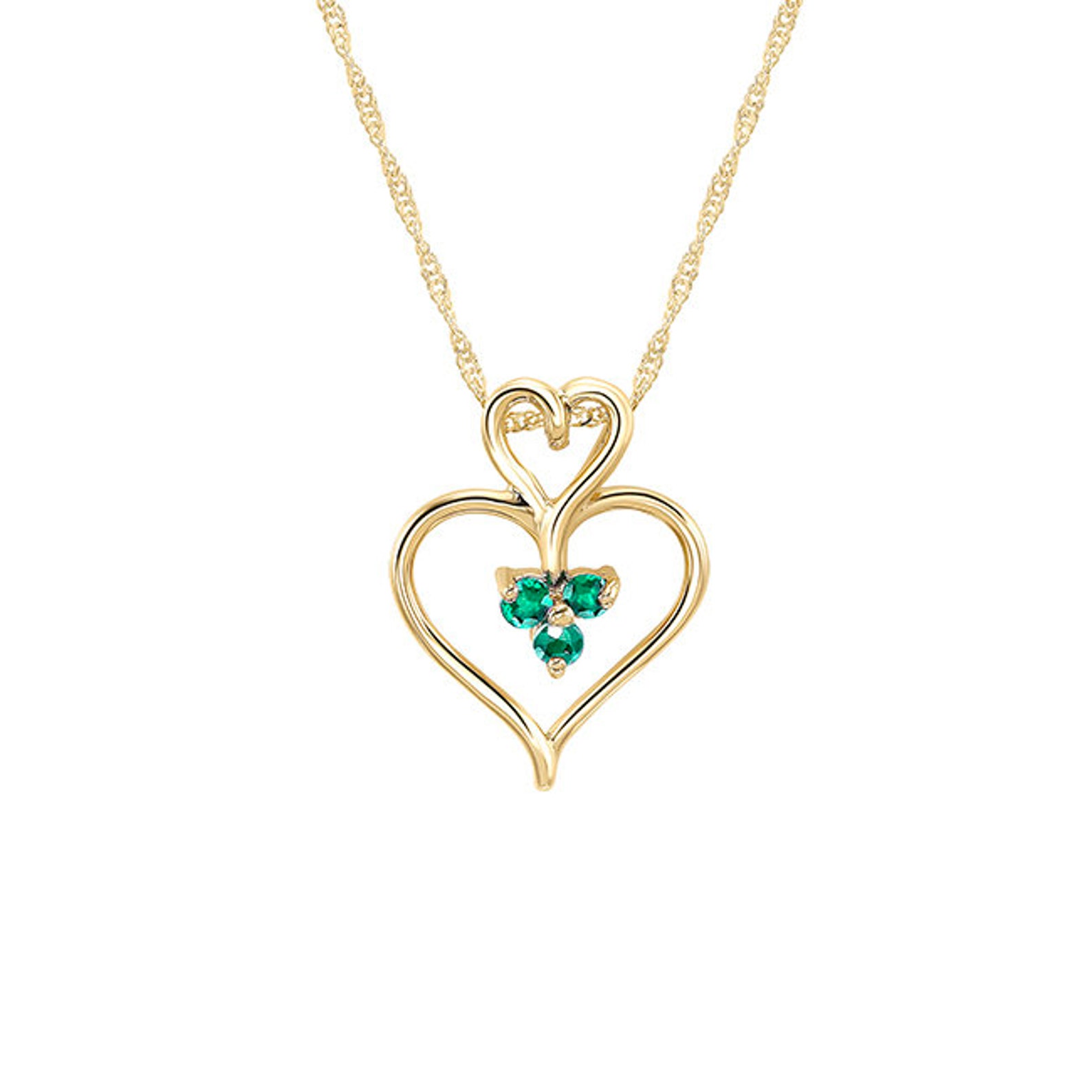 14k Solid Gold Genuine Stone Heart Pendant on 18 Solid Etsy