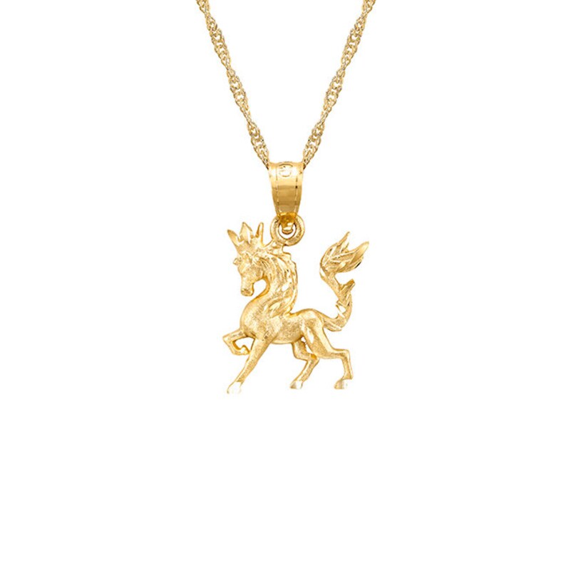 14k Solid Gold Horse Pendant on 18 Solid Gold Chain Etsy