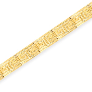 14K Solid Yellow Gold Greek Key Bracelet – Classic Greek Key Design, Timeless Gold Link Bracelet, Greek  jewelry, hand crafted design