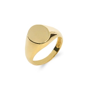 14k Solid Gold Signet Ring. Engravable Ring, Pinkie Ring - Etsy