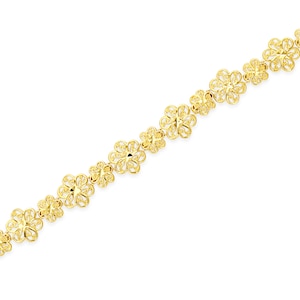 14k solid gold filigree flower diamond cut Bracelet.