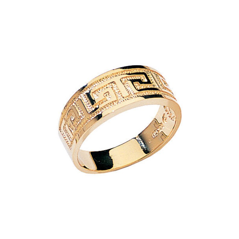 14k Yellow Gold Greek Key Ring Greek Key Greek Ring Greek Etsy