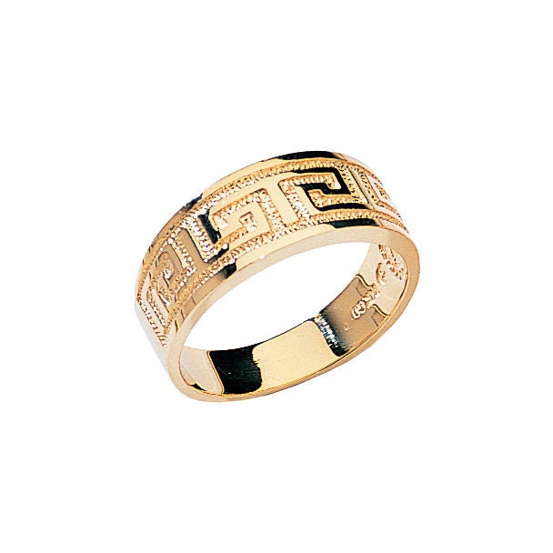 14k Yellow Gold Greek Key Ring Greek Key Greek Ring Greek Etsy