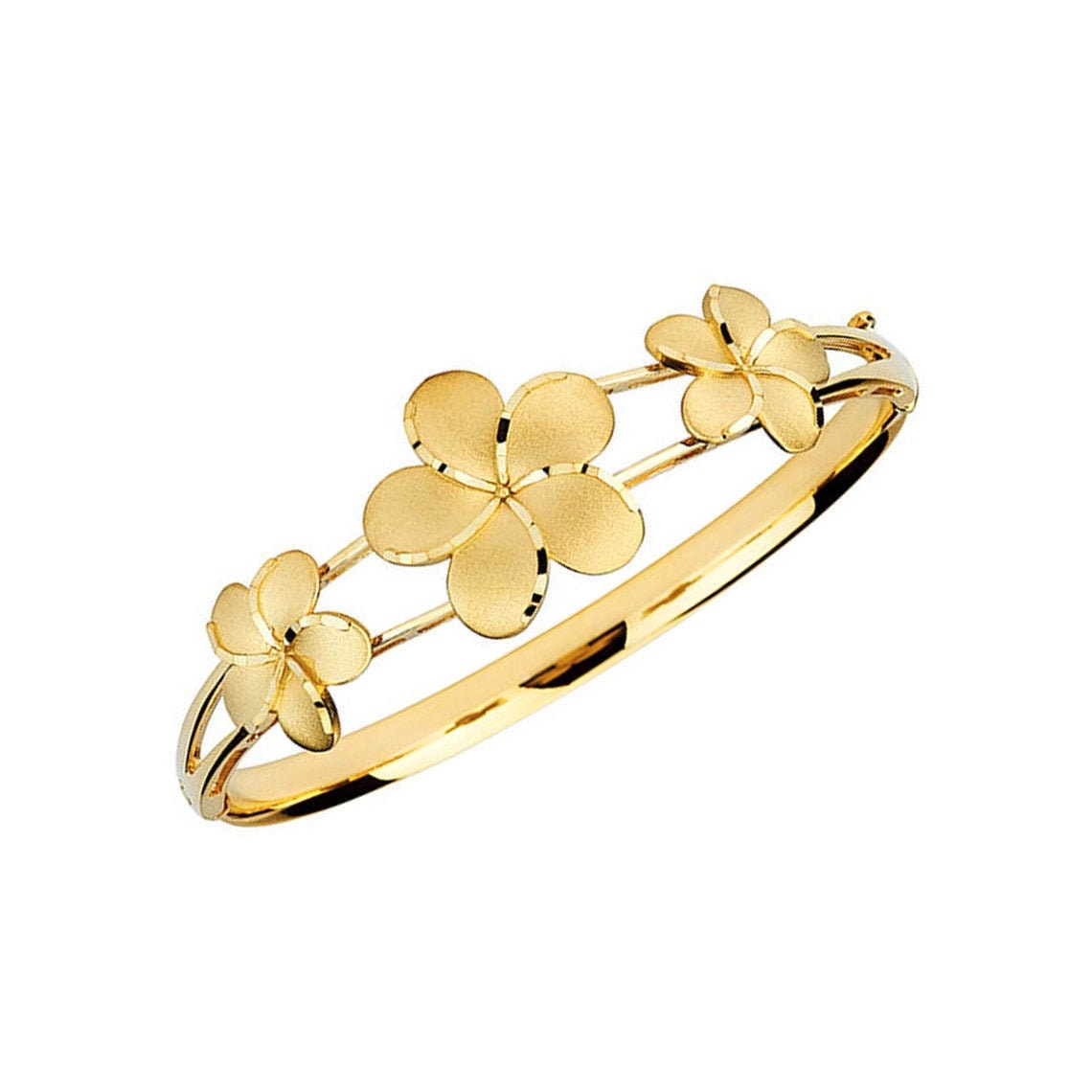 14K Yellow Gold Plumeria Bangle Plumeria Bangle Plumeria Etsy