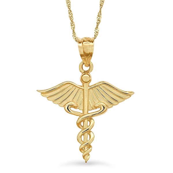 14k solid gold medical pendant on 18" solid gold chain. medical jewelry.