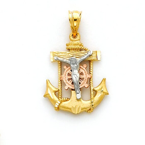 14k Tri Color Gold Mariners Crucifix Mariners Crucifix Etsy