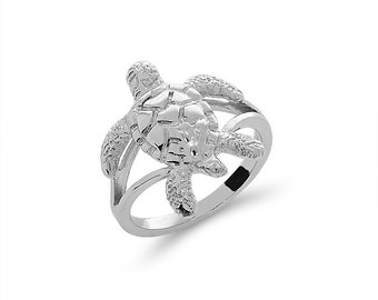 Sterling Silber Schildkröte Ring: Ozean-inspirierter Strandschmuck