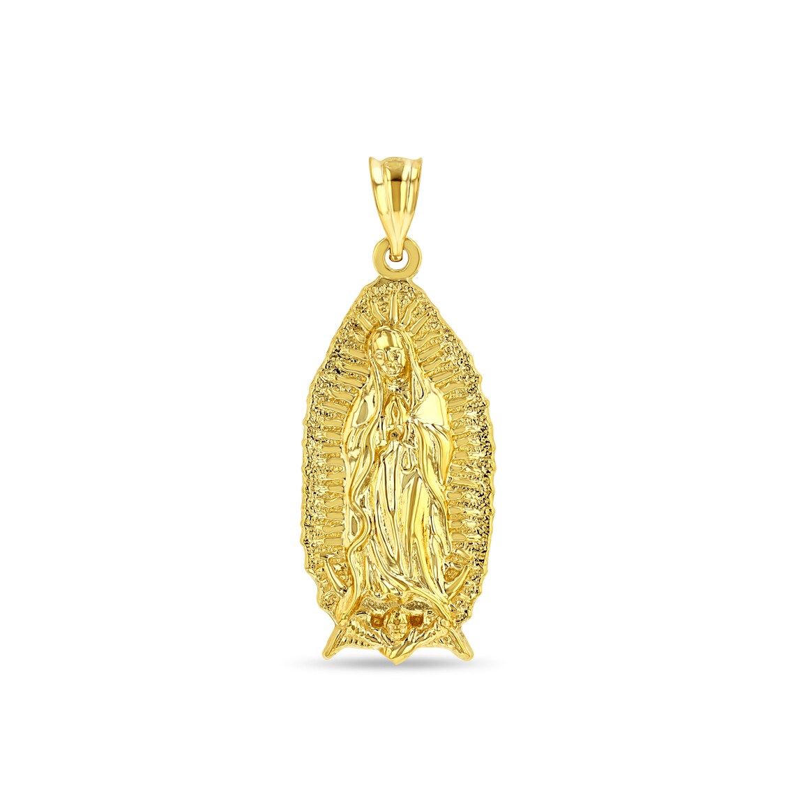 14k Solid Gold Our Lady of Guadalupe Pendant: Catholic Religious Medal ...