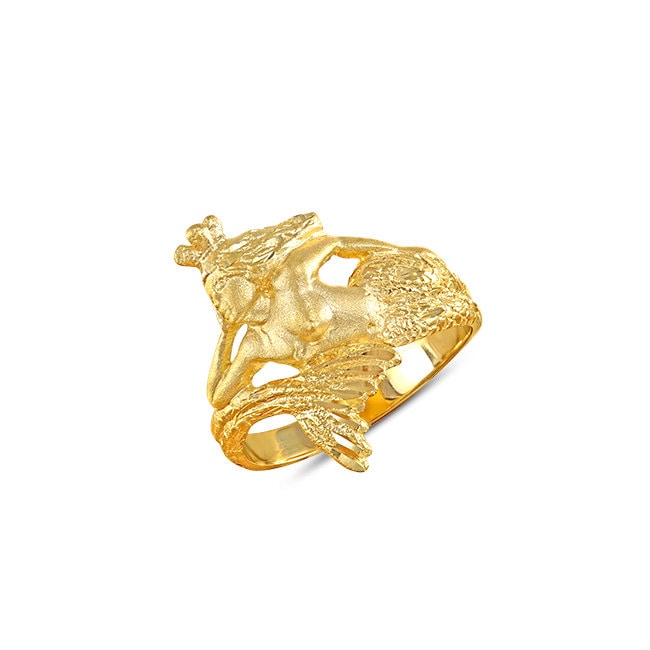 14K Yellow Gold Mermaid Ring Mermaid 